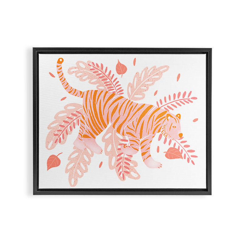 Orange and pink tiger Framed Canvas Print Gallery Image 6
