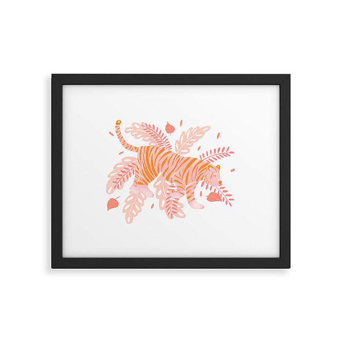 Orange and pink tiger Framed Art Print Gallery Image 1