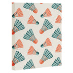 Orange and teal vintage badminton shuttlecocks Canvas Print Gallery Image 3