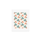 Orange and teal vintage badminton shuttlecocks Art Print Gallery Image 1