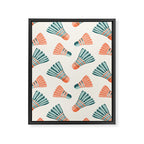 Orange and teal vintage badminton shuttlecocks Framed Canvas Print Gallery Image 8