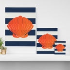 Orange clamshell and navy stripes Canvas Print Gallery Image 3
