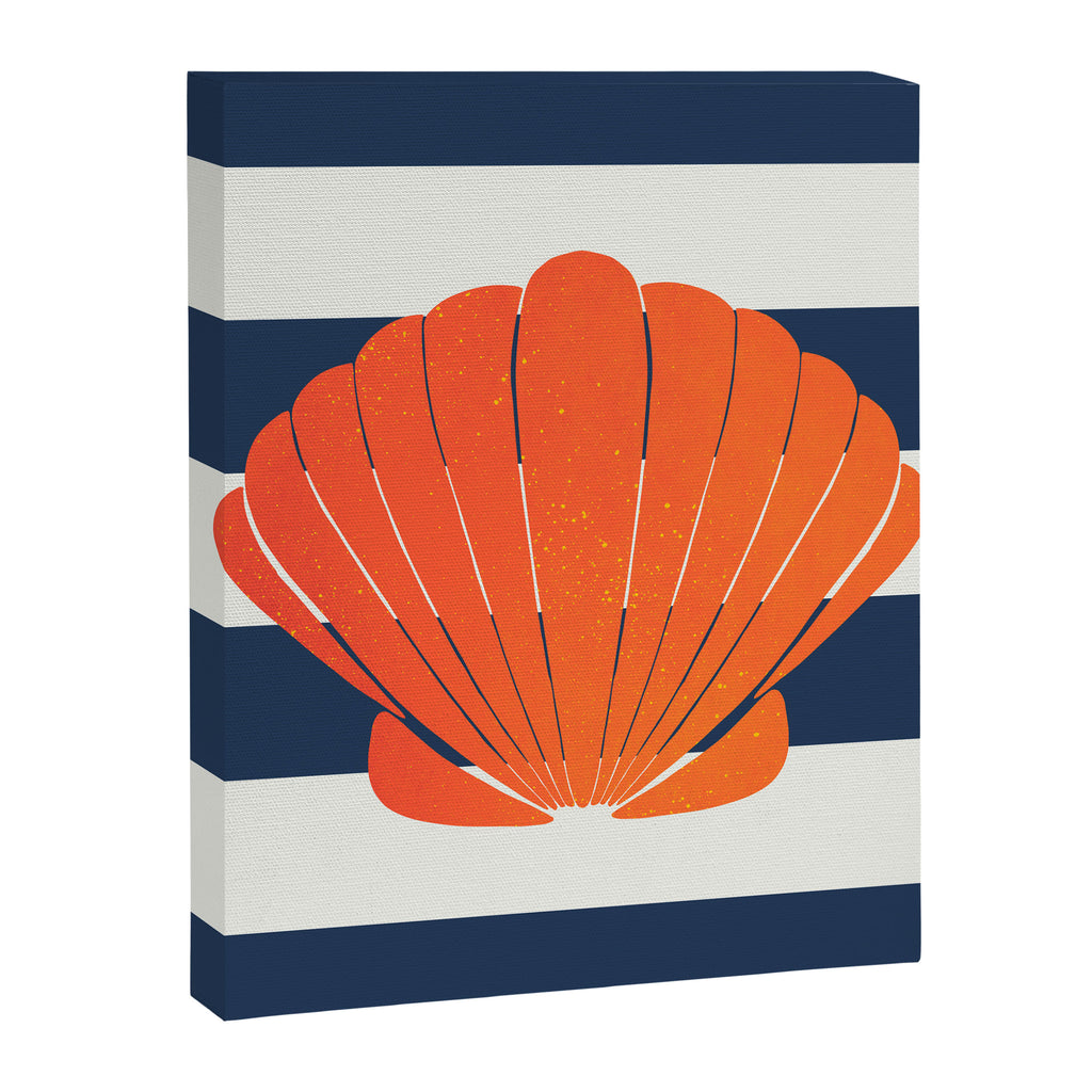 Orange clamshell and navy stripes Canvas Print Gallery Image 6