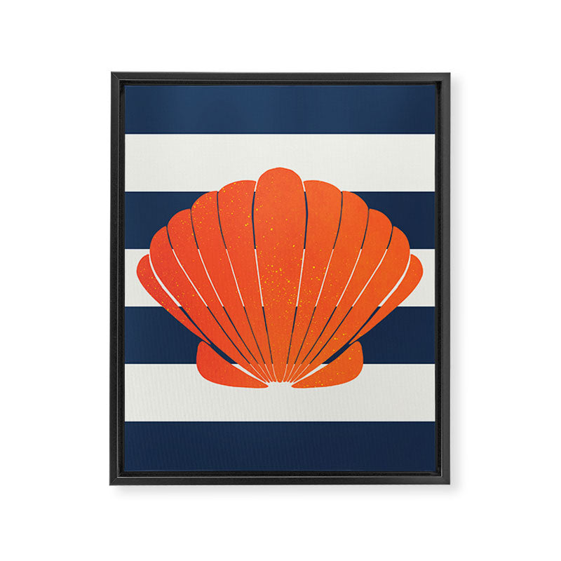 Orange clamshell and navy stripes Framed Canvas Print Gallery Image 6