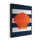 Orange clamshell and navy stripes Framed Canvas Print Gallery Image 2