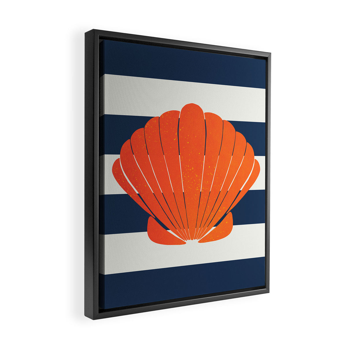 Orange clamshell and navy stripes Framed Canvas Print Gallery Image 2