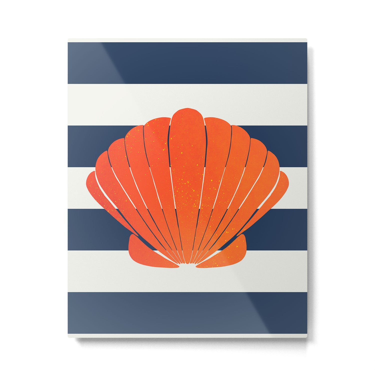 Orange clamshell and navy stripes Metal Print Gallery Image 4