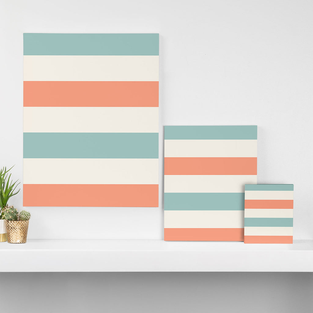 Orange, turquoise and cream stripes Canvas Print Gallery Image 3