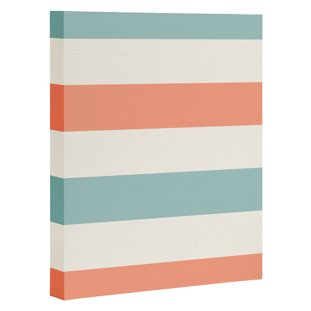 Orange, turquoise and cream stripes Canvas Print Gallery Image 3