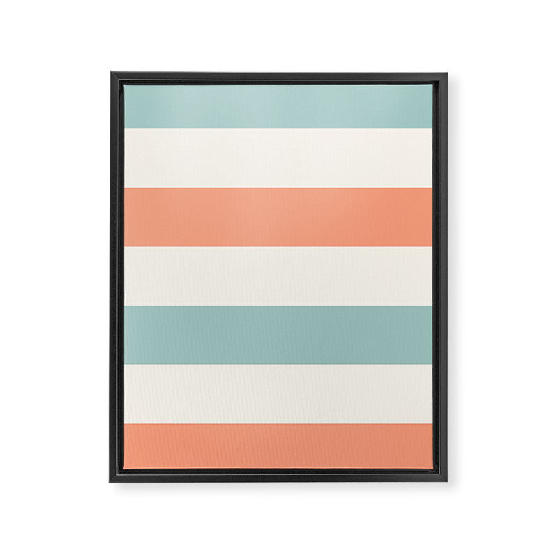 Orange, turquoise and cream stripes Framed Canvas Print Gallery Image 6
