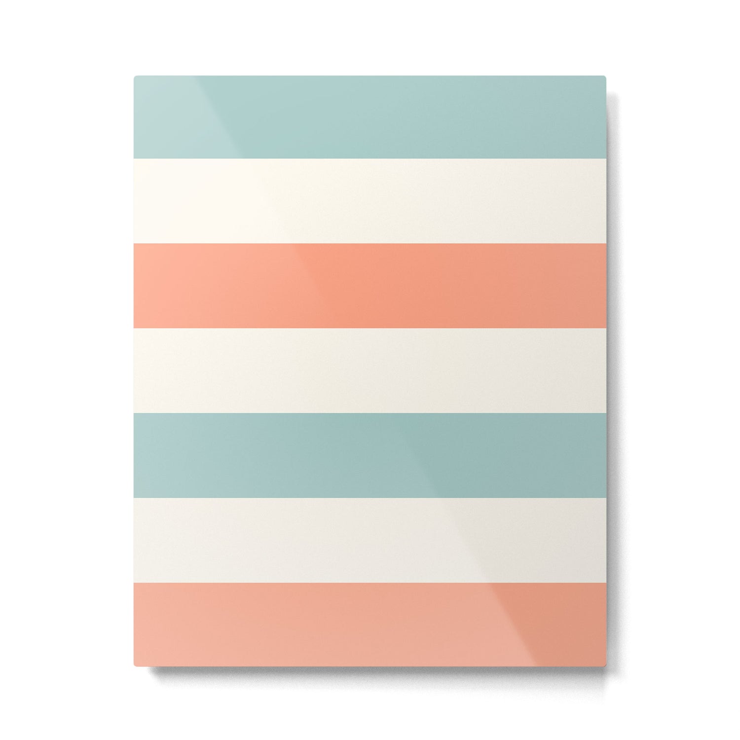 Orange, turquoise and cream stripes Metal Print Gallery Image 4