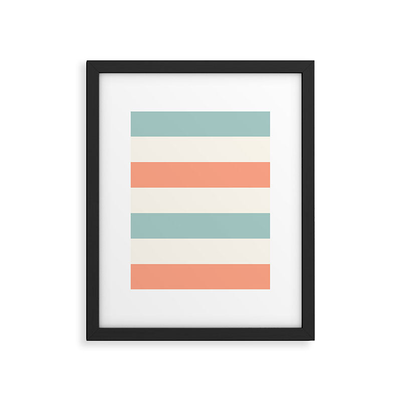 Orange, turquoise and cream stripes Framed Art Print Gallery Image 5