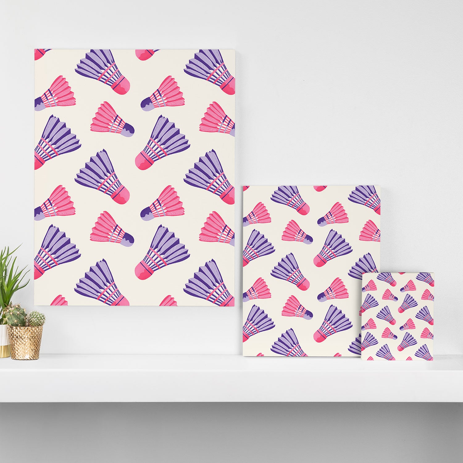 Pink and purple badminton birdies Canvas Print Gallery Image 3