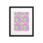 Pink and turquoise hibiscus flowers pattern Framed Art Print Gallery Image 5