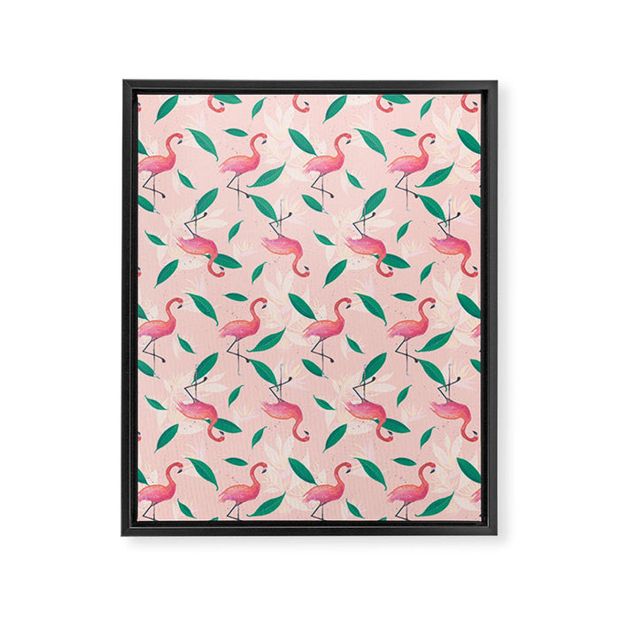 Pink flamingo tropical pattern Framed Canvas Print Gallery Image 1