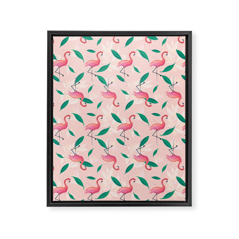 Pink flamingo tropical pattern Framed Canvas Print Gallery Image 8