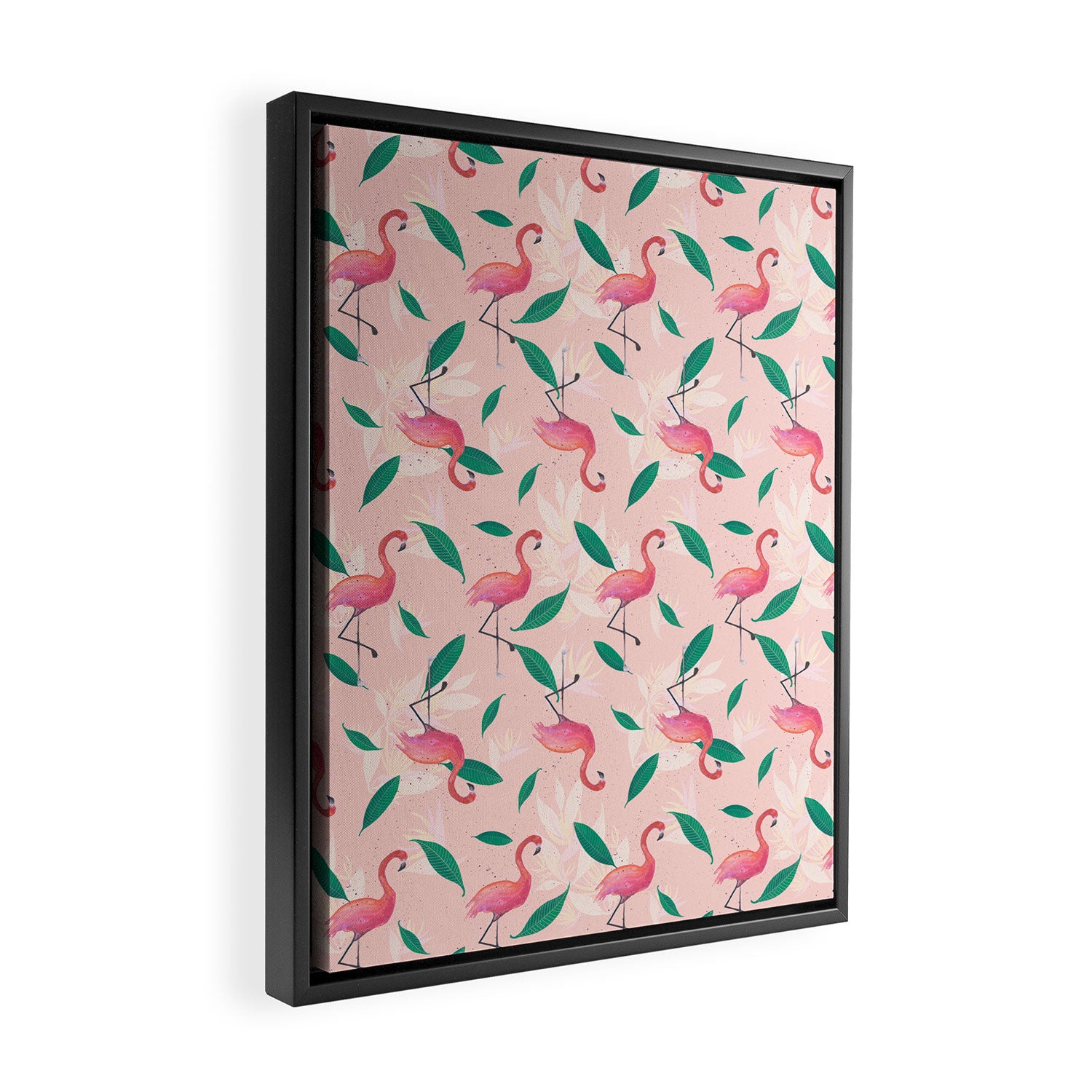 Pink flamingo tropical pattern Framed Canvas Print Gallery Image 2