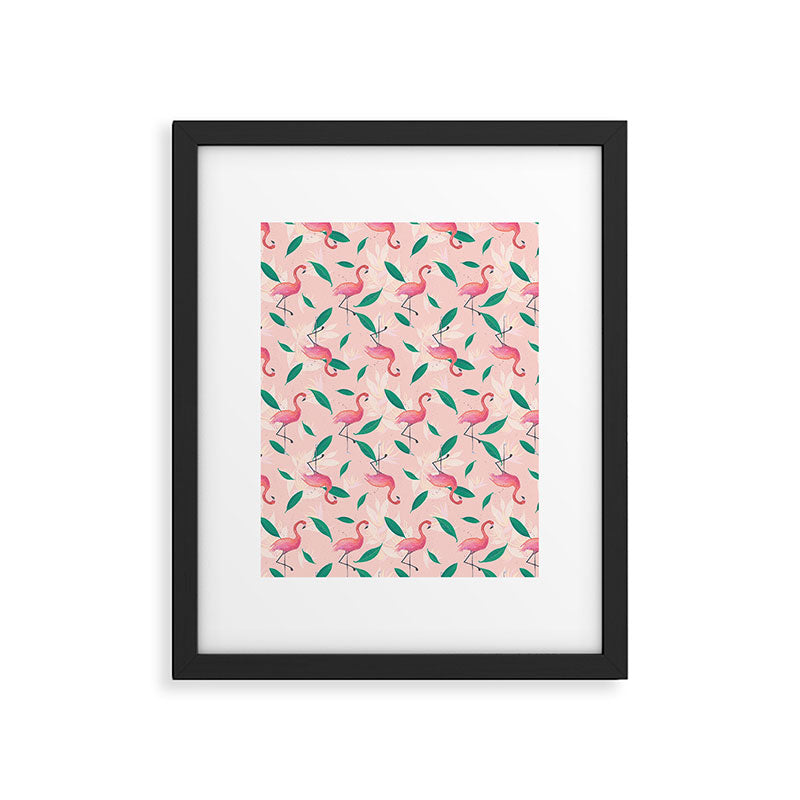 Pink flamingo tropical pattern Framed Art Print Gallery Image 6