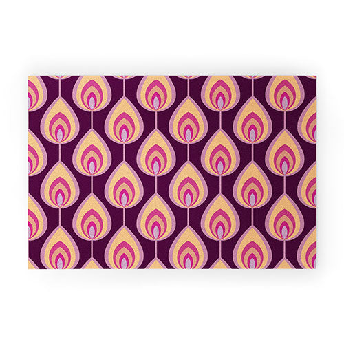 Psychedelic peacock feathers retro pattern Welcome Mat Gallery Image 1