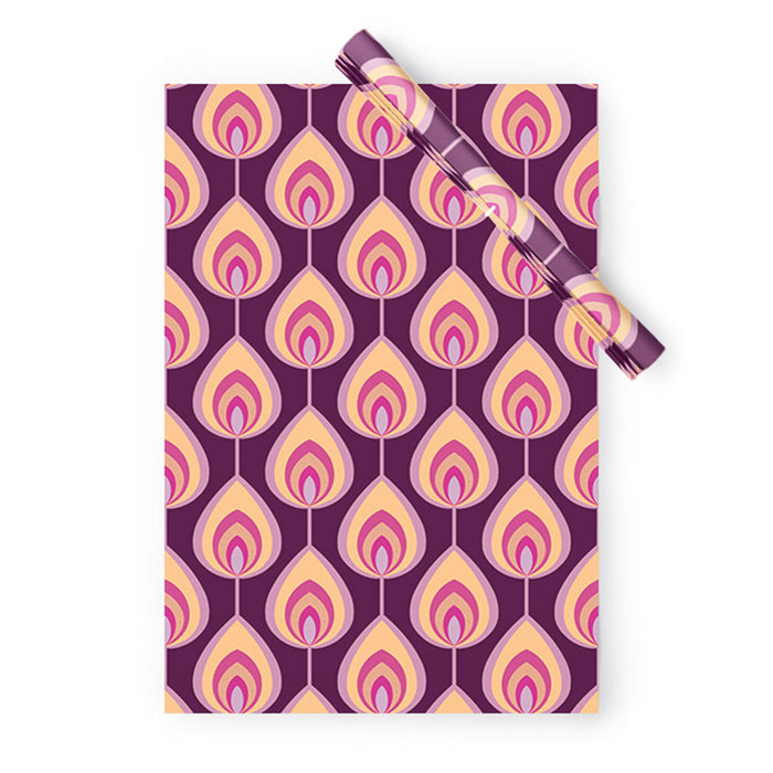 Psychedelic peacock feathers retro pattern Wrapping Paper Gallery Image 1