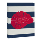 Red nautilus shell and navy stripes Canvas Print Gallery Image 6