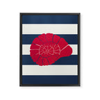 Red nautilus shell and navy stripes Framed Canvas Print Gallery Image 6