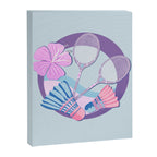 Tropical badminton badge - pastel purple and pink Canvas Print Gallery Image 8