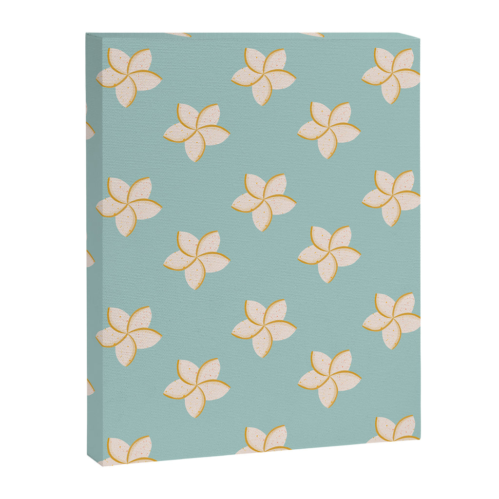 White and turquoise plumeria flowers pattern Canvas Print Gallery Image 8