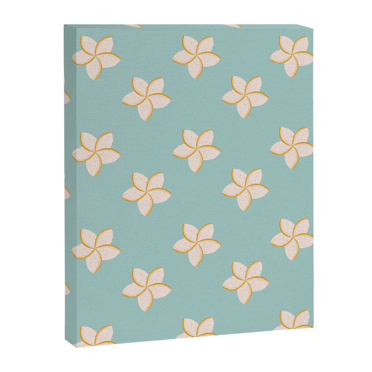 White and turquoise plumeria flowers pattern Canvas Print Gallery Image 8