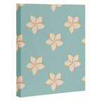 White and turquoise plumeria flowers pattern Canvas Print Gallery Image 3