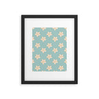 White and turquoise plumeria flowers pattern Framed Art Print Gallery Image 6