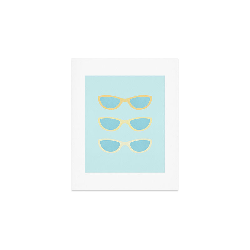 Yellow and blue retro sunglasses Art Print Gallery Image 1