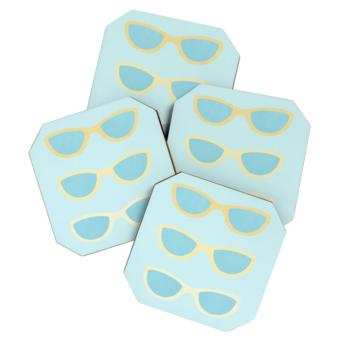 Yellow and blue retro sunglasses Coaster Gallery Image 1