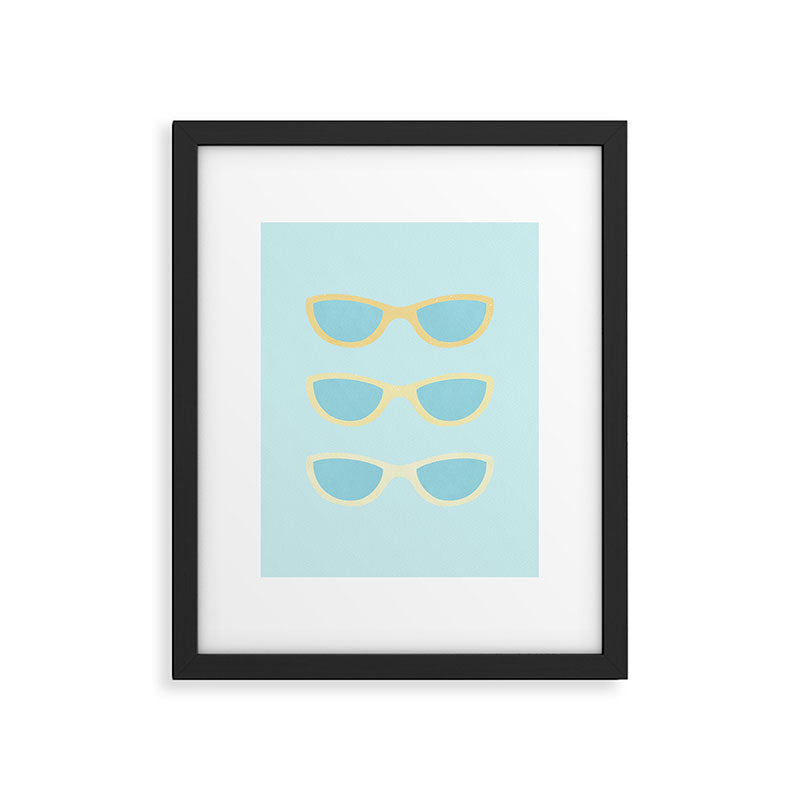 Yellow and blue retro sunglasses Framed Art Print Gallery Image 5