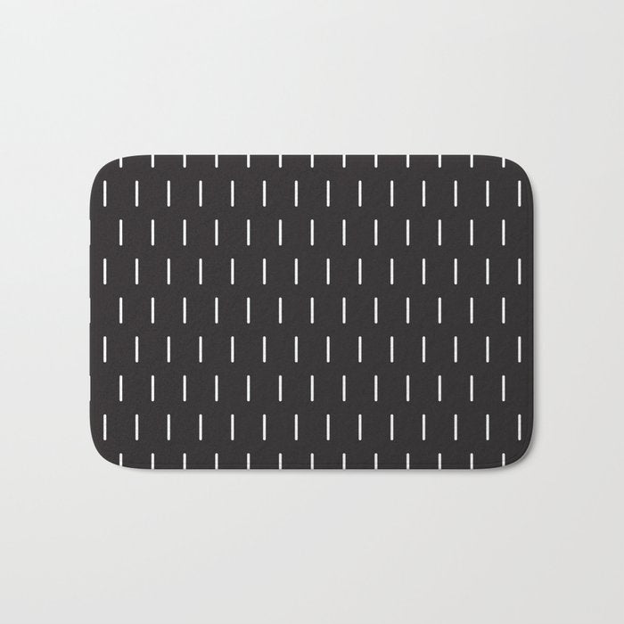 Modern Boho Minimal Pattern, Black and White Bath Mat Gallery Image 1