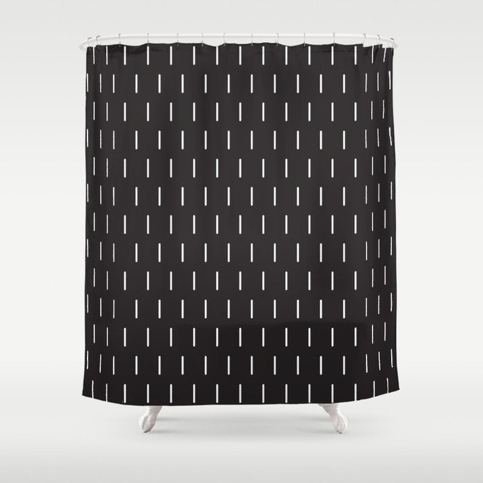 Modern Boho Minimal Pattern, Black and White Shower Curtain Gallery Image 1