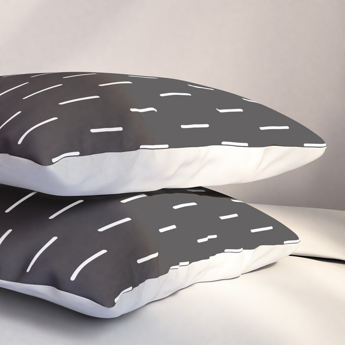 Modern Boho Minimal Pattern, Black and White Pillow Sham Gallery Image 3