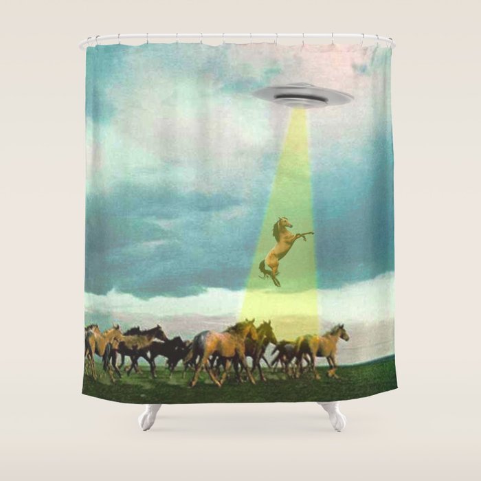 They too love horses (UFO) Shower Curtain Gallery Image 1