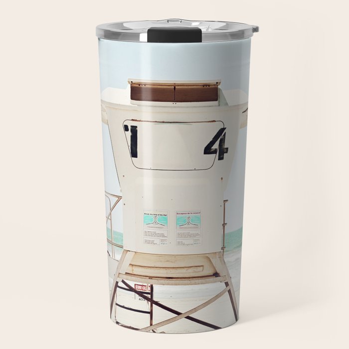 Lifeguard Stand, Beach Photography, San Diego California, Blue Aqua Seashore Ocean Summer Art Travel Mug Gallery Image 1