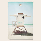 Lifeguard Stand, Beach Photography, San Diego California, Blue Aqua Seashore Ocean Summer Art Cutting Board Gallery Image 1