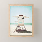 Lifeguard Stand, Beach Photography, San Diego California, Blue Aqua Seashore Ocean Summer Art Mini Art Print Gallery Image 1