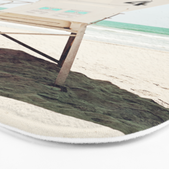 Lifeguard Stand, Beach Photography, San Diego California, Blue Aqua Seashore Ocean Summer Art Bath Mat Gallery Image 3