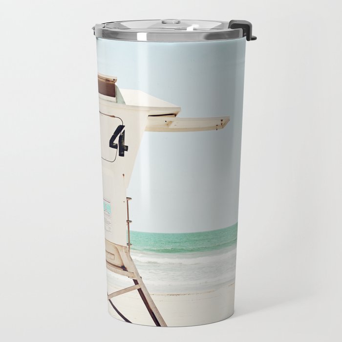 Lifeguard Stand, Beach Photography, San Diego California, Blue Aqua Seashore Ocean Summer Art Travel Mug Gallery Image 2