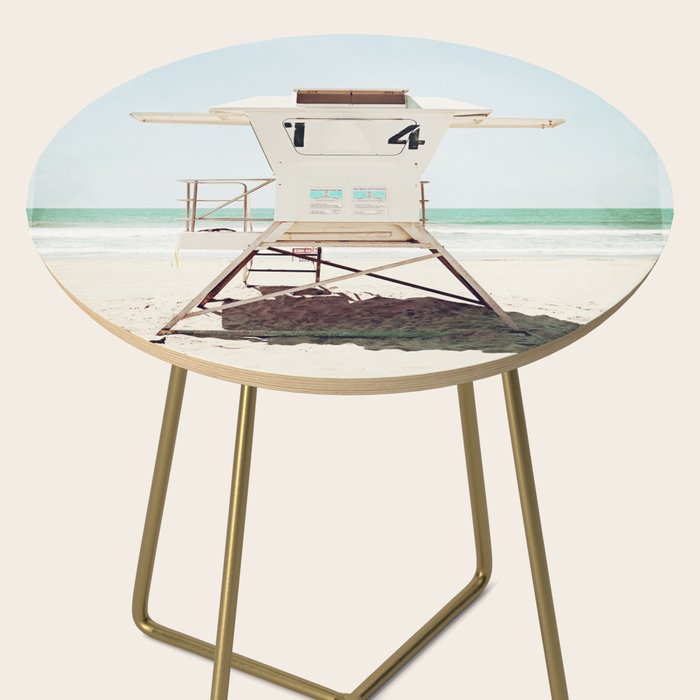 Lifeguard Stand, Beach Photography, San Diego California, Blue Aqua Seashore Ocean Summer Art Side Table Gallery Image 2