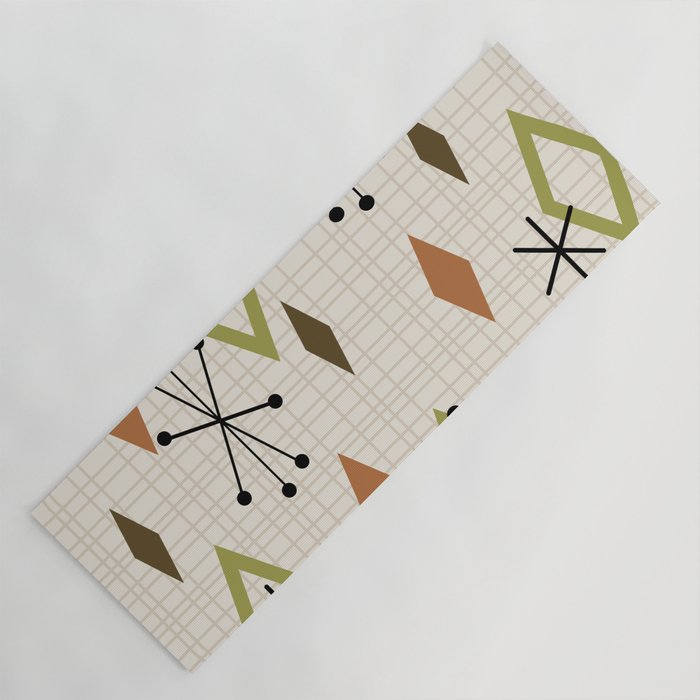 Mid Century Modern Diamonds nature Earth Tones Yoga Mat Gallery Image 1