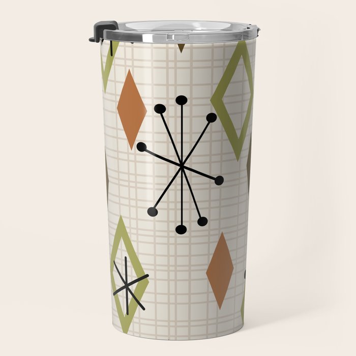 Mid Century Modern Diamonds nature Earth Tones Travel Mug Gallery Image 3