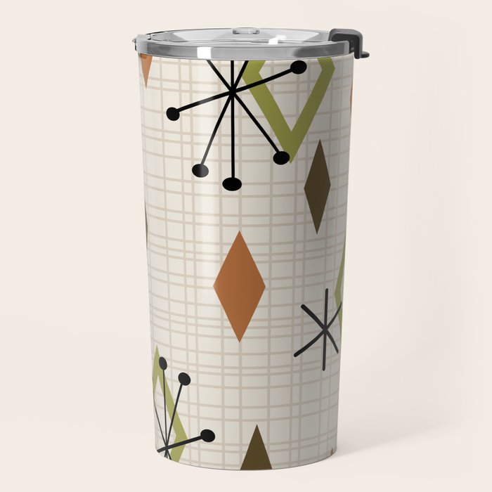 Mid Century Modern Diamonds nature Earth Tones Travel Mug Gallery Image 2