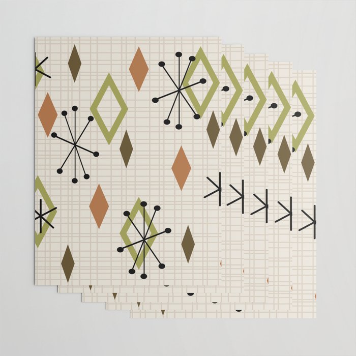 Mid Century Modern Diamonds nature Earth Tones Wrapping Paper Gallery Image 3