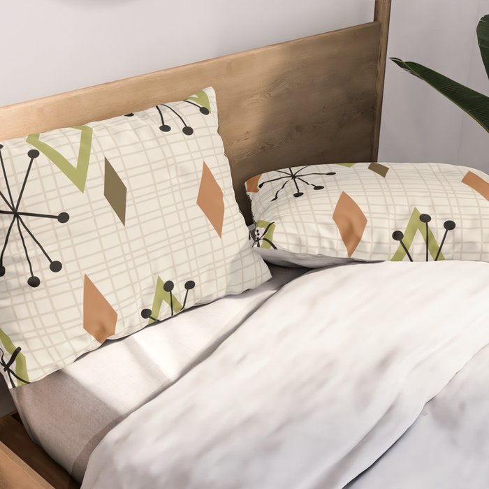 Mid Century Modern Diamonds nature Earth Tones Pillow Sham Gallery Image 2