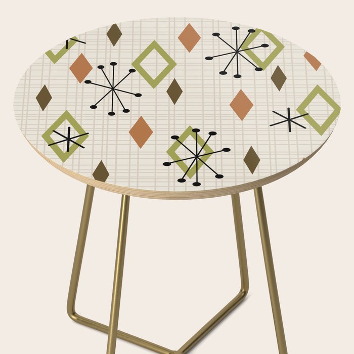 Mid Century Modern Diamonds nature Earth Tones Side Table Gallery Image 2
